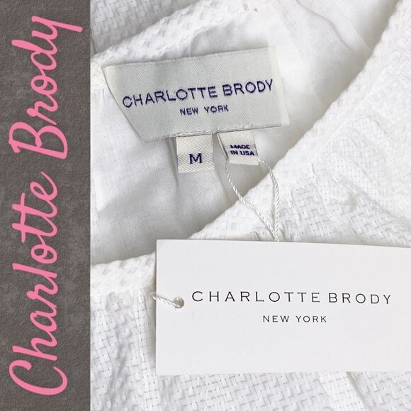 NWT CHARLOTTE BRODY Versailles Seersucker Blouse In White, Size Medium - Picture 3 of 7